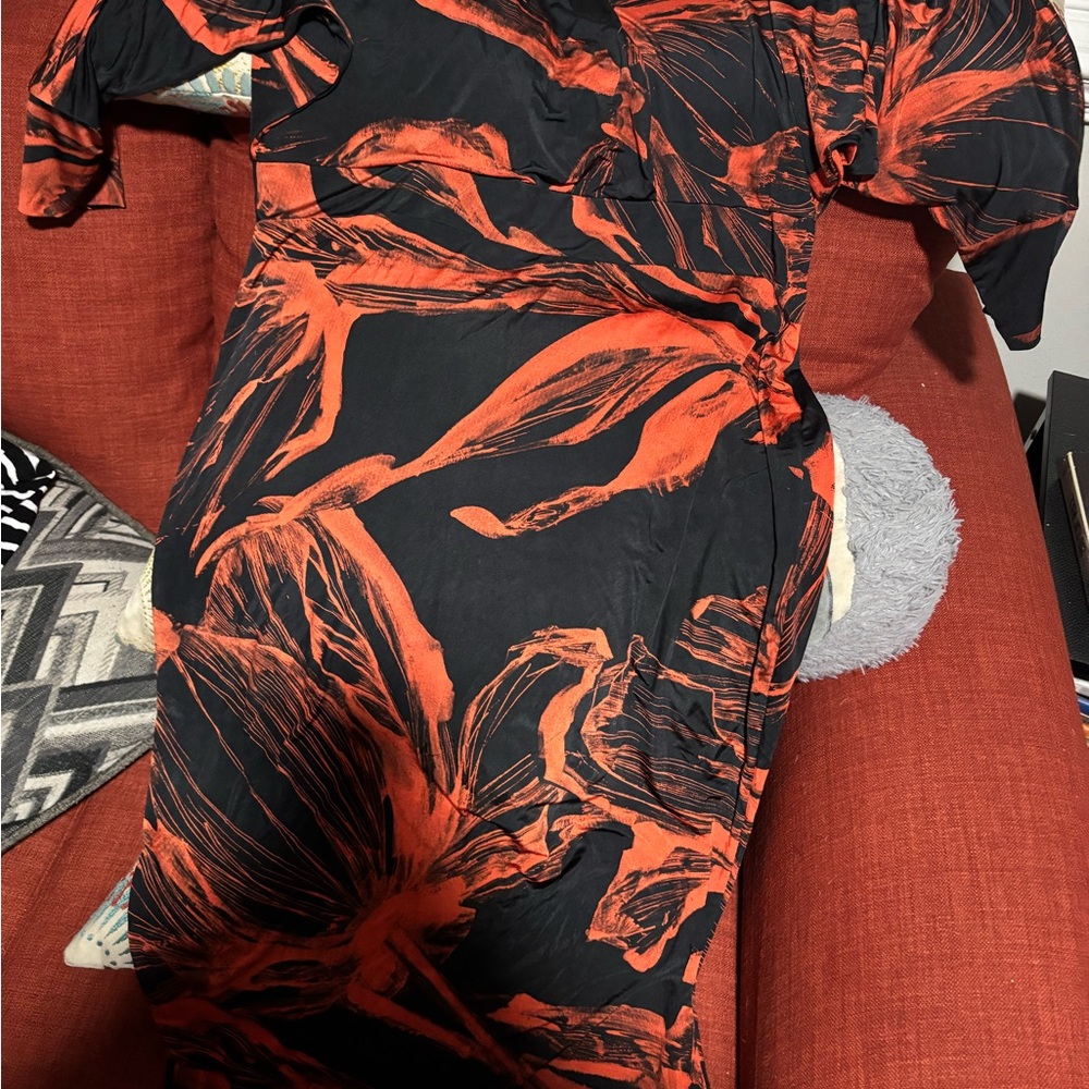Elegant Black and Orange Maxi Dress